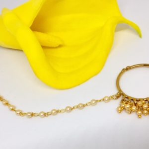 Nose Ring/Nath with Yellow Pearls