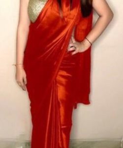 Satin Silk Saree Orange