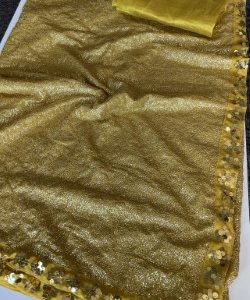 Heavy Sequins Georgette Saree Mustard