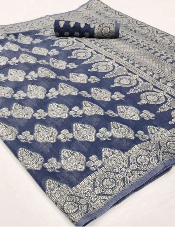 Grey Lucknowi Saree - Image 2