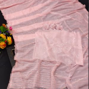 Sequins Saree Peach