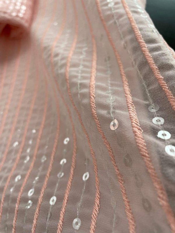 Sequins Saree Peach - Image 4