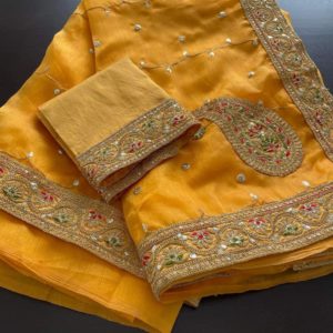 Organza Saree Yellow