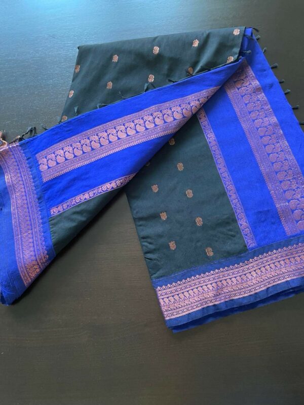 Kalyani Cotton Saree Black/Blue - Image 2