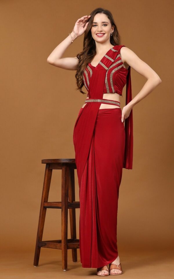 Readymade Saree Red