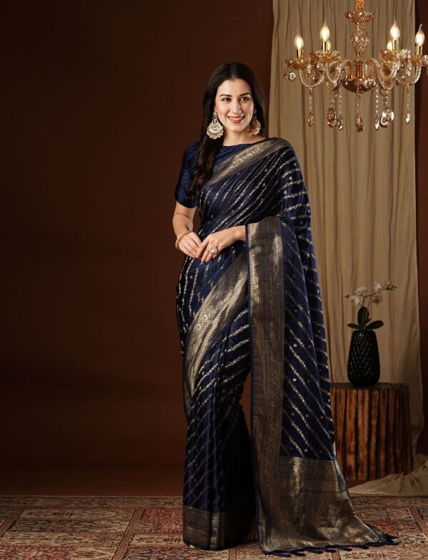 Pure Satin Silk Saree Blue