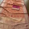 Semi Banarasi Silk Orange/Pink Saree - Image 2
