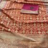 Semi Banarasi Silk Orange/Pink Saree - Image 3