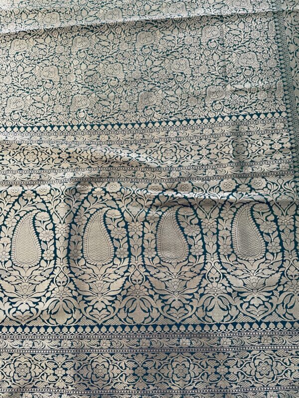 Semi Banarasi Silk Saree Blue/Green - Image 4