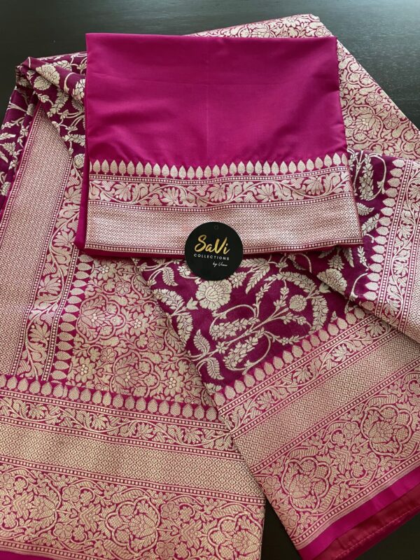 Semi Banarasi Silk Saree Maroon/Pink