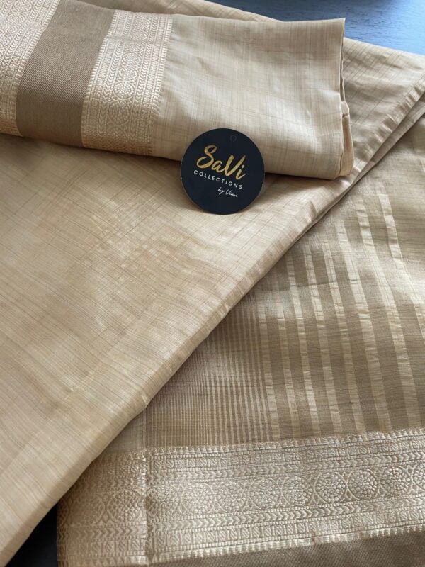 Cotton Silk Saree Gold - Image 3