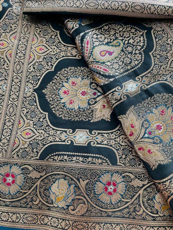 Satin Silk Saree Elephant Grey - Image 3
