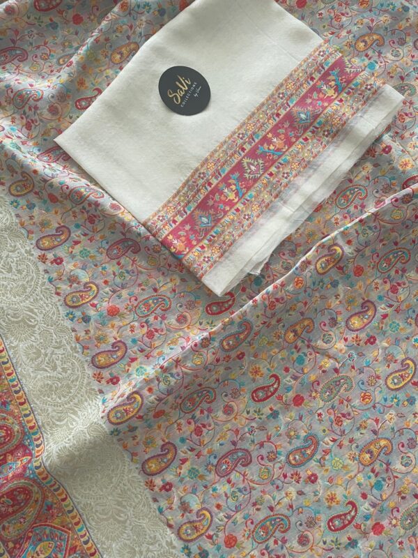 Pashmina Design Cream Coloured Saree - Image 4