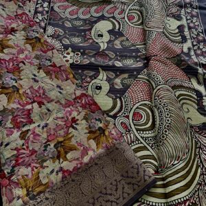 Tussar Silk Kalamkari Floral Saree
